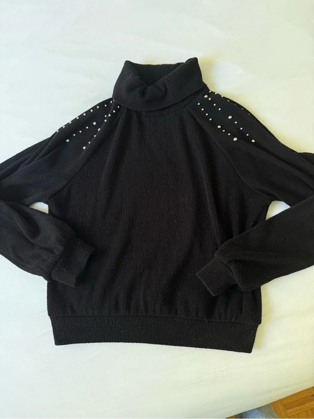 Zara Black Turtleneck Sweater with Silver Stud Shoulders - Picture 4 of 4